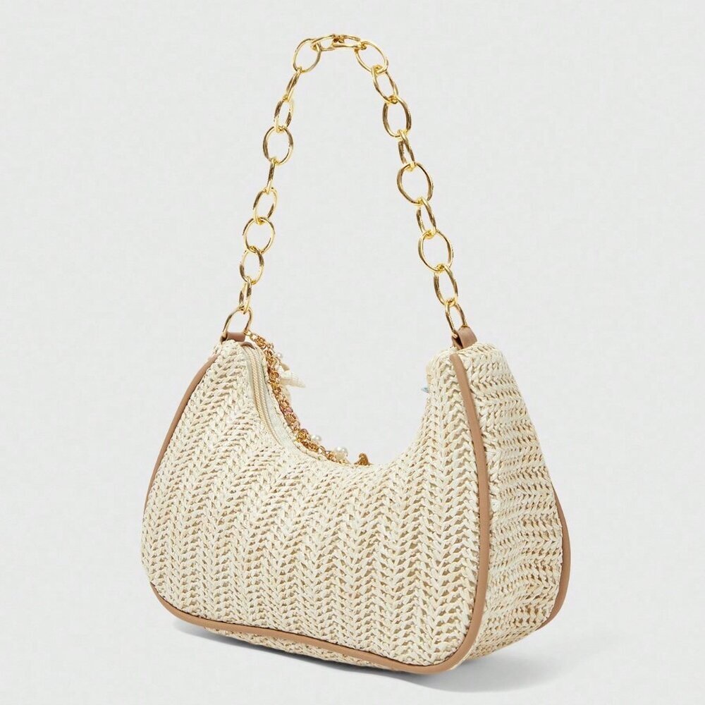 Multicolor Fairycore Women's Starfish Shell & Seashell Woven Shoulder Bag - Picture 4 of 6